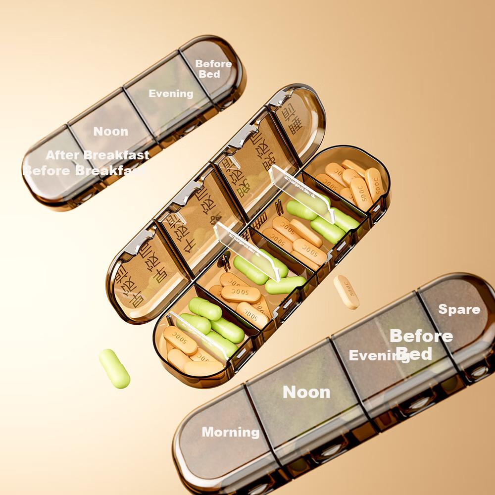 Weijian Weekly Pill Organizer Box, 7-Day Morning Noon Evening Portable Dispenser for Travel and Elderly Storage
