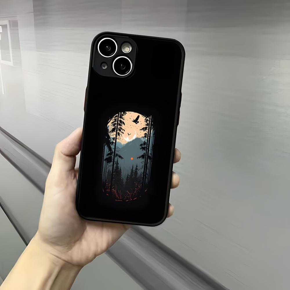 Чехол для телефона для кемпинга на природе для iPhone 17 16 15 14 13 12 Pro Max Xr Air Plus Черный жесткий чехол с ощущением кожи