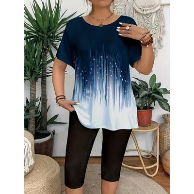 Элегантные повседневные женские футболки больших размеров с принтом