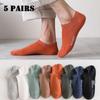 1/5/10 Pairs of Men's Socks Summer Solid Color Thin Style Boat Socks Shallow Mouth Pure Cotton Socks Non-slip Sports Socks