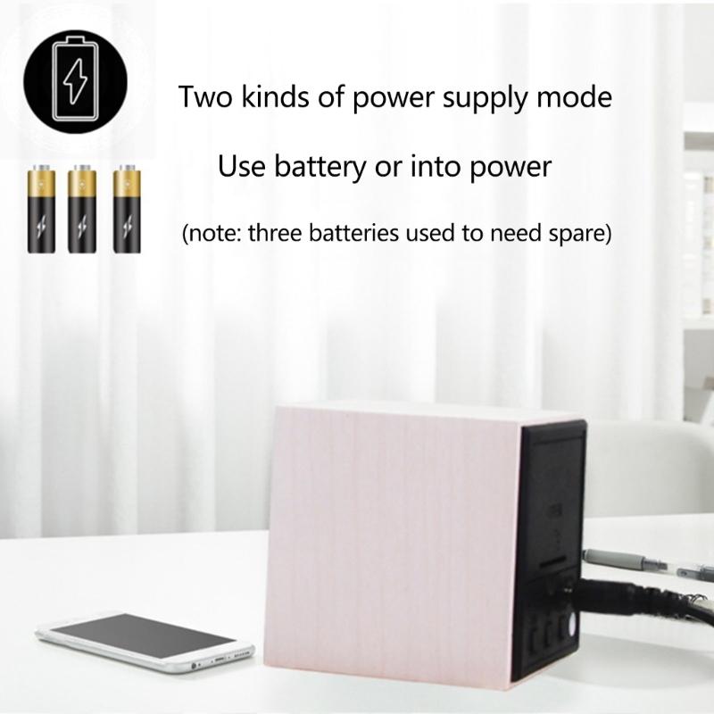 Деревянный куб Голосовое управление Будильник Прикроватный столик Квадратные часы Многоцелевой для Детской спальни Общежития