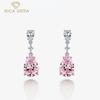 High Carbon Diamond Earrings 925 Sterling Silver Geometric Pink Gemstone Romantic Fine Jewelry Wedding Party Gifts New Trend