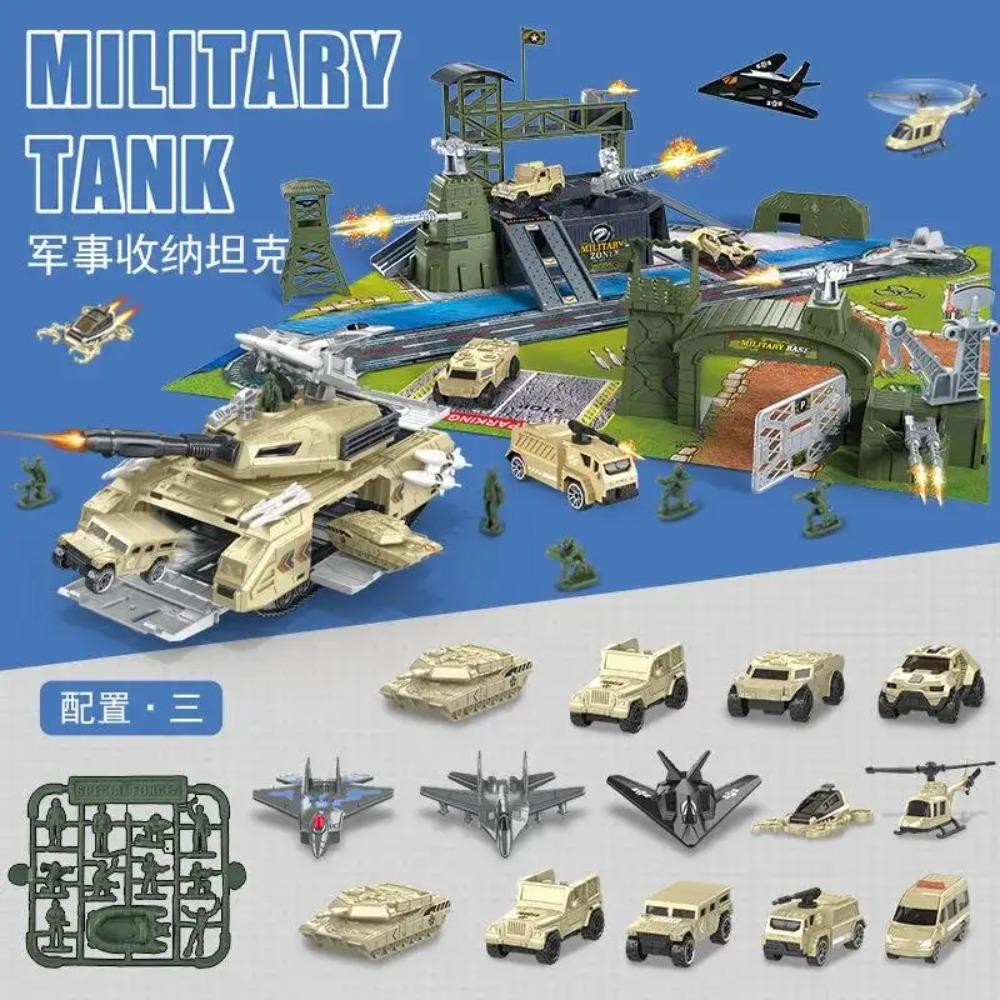 Игрушечный Танк Машинка Военная Симуляция Военная База Можно Хранить Набор Машинка Самолет Мальчик Дети Сборка Образовательная Модель Игрушки Подарок