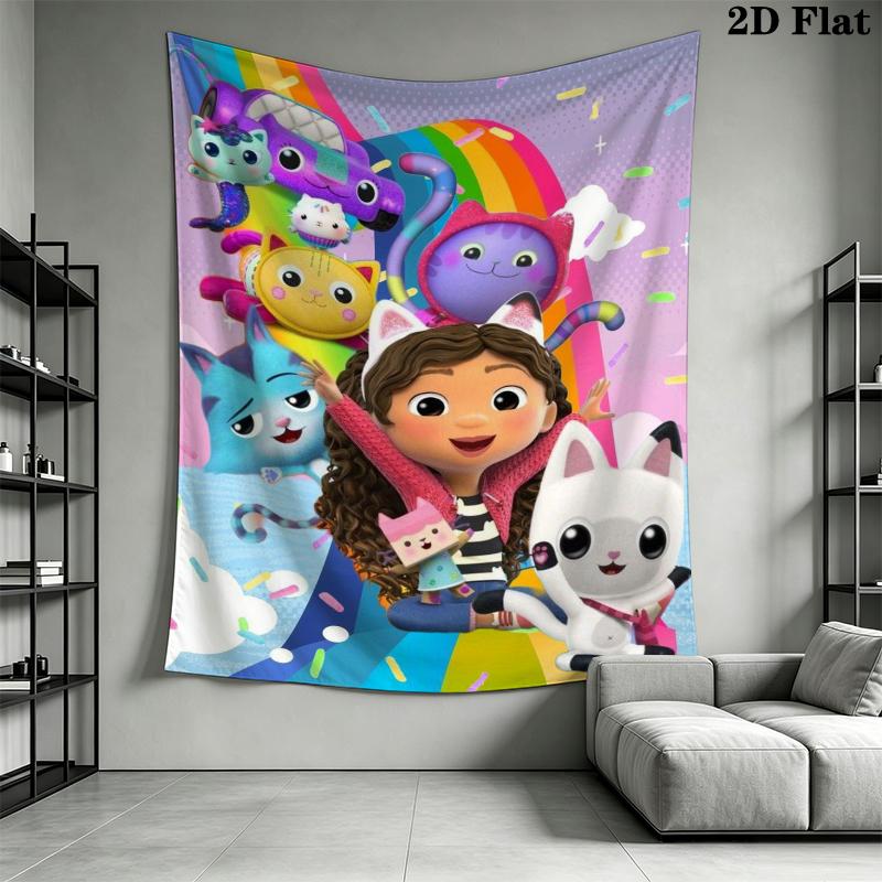 Gabby's Dollhouse Wall Tapestry Aesthetic Wall Hanging Printed Fabric Blanket Decorative Tapestries for Bedroom Living Room Home Decor