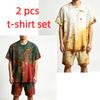 Summer Y2K Vintage Fun Rust Pattern Printed Round Neck Short Sleeved Kids T-Shirt And Shorts Set Boy's and Girl's T-shirt Shorts Set