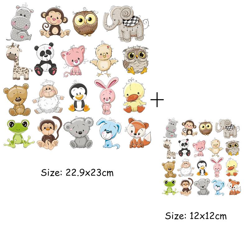 Набор нашивок с изображением животных из мультфильмов, наклейки на одежду, термотрансферная футболка «сделай сам», платья, новые цветочные аппликации на одежде