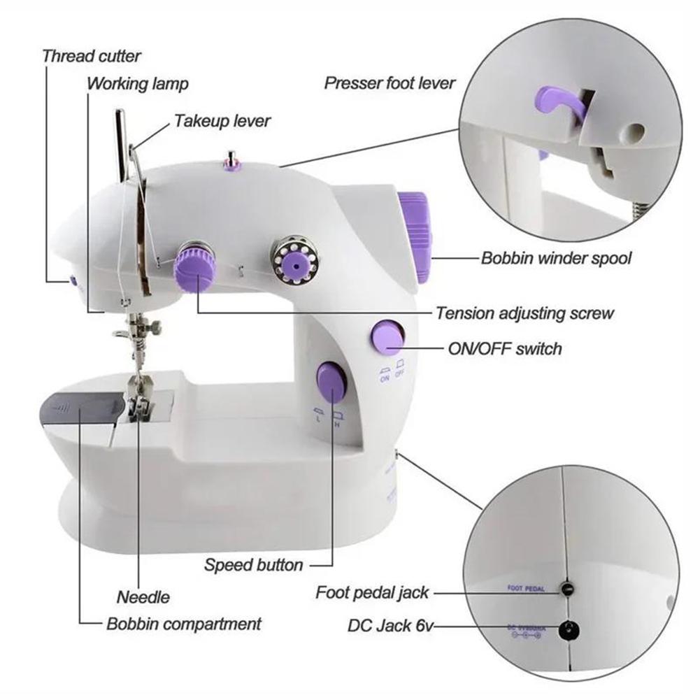 Домашняя мини-швейная машинка Многофункциональная портативная электрическая швейная машинка для начинающих