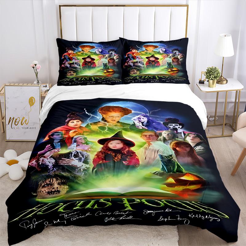 Hocus Pocus Halloween Magic Print 3Pcs Bedding Setduvet Cover With 2 Bedropillowcase Home Birthday Gift