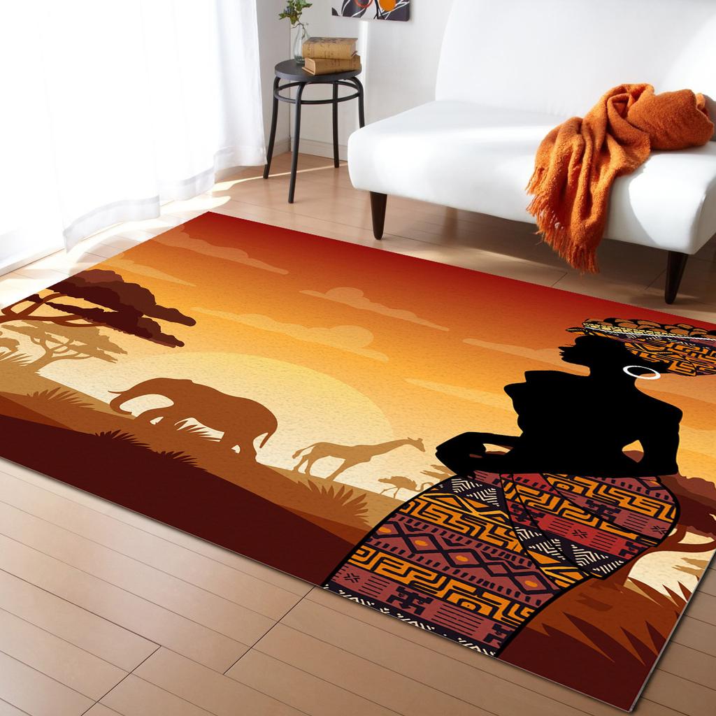 African Tribe Pattern Carpet Bedroom Decor Rug Living Room Carpet Hallway Balcony Doormat Kitchen Bathroom Non-Slip Floor Mat