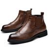 Luxury Brand Chelsea Men's Boots High Quality Carving High Top Leather Shoes Designer Boots Casual Business Cowboy Boots