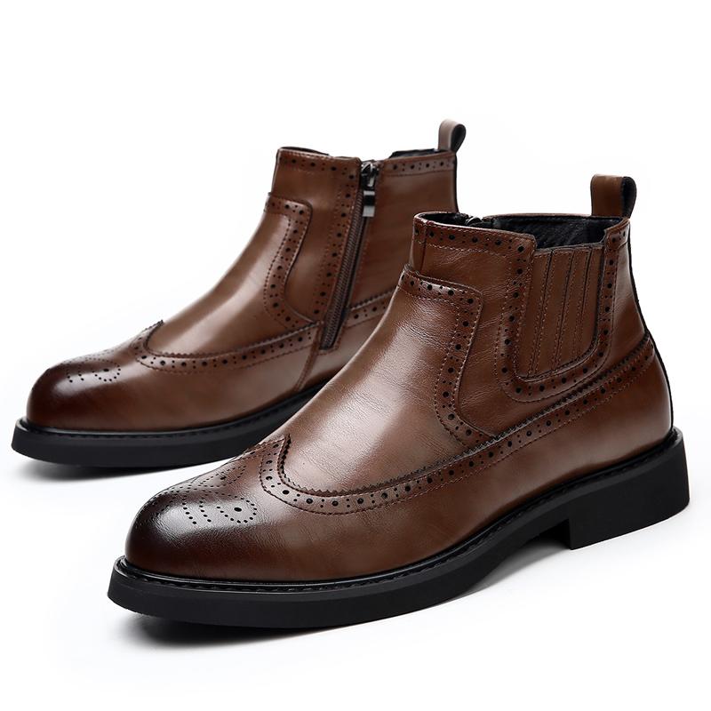 Модные роскошные брендовые мужские ботинки Chelsea, высококачественные кожаные туфли с резьбой, дизайнерские ботинки, модные повседневные деловые ковбойские сапоги