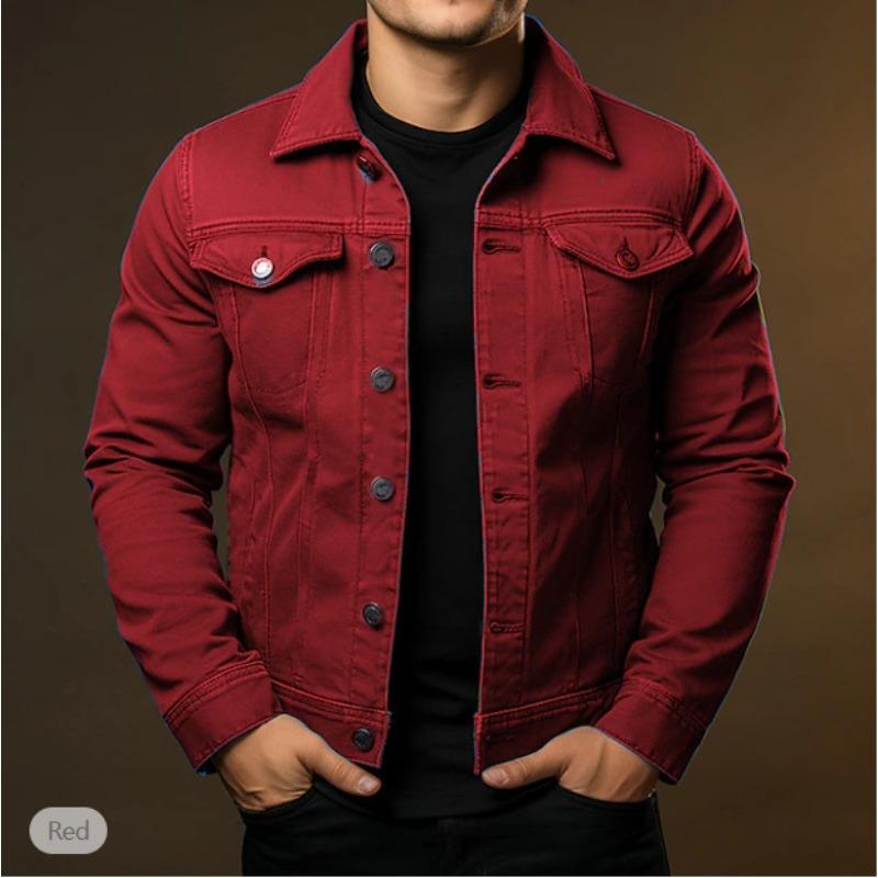 Men S Casual Buttoned Long Sleeve Jacket Solid Color Streetwear
