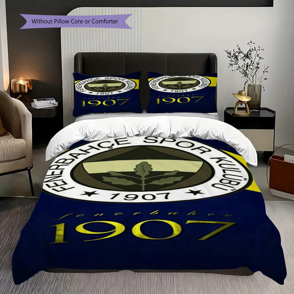 Fenerbahe Heritage Pride Three-piece set (1 * duvet cover + 2 * pillowcase, without core) 2D Flat Soft and comfortable Christmas birthday gift