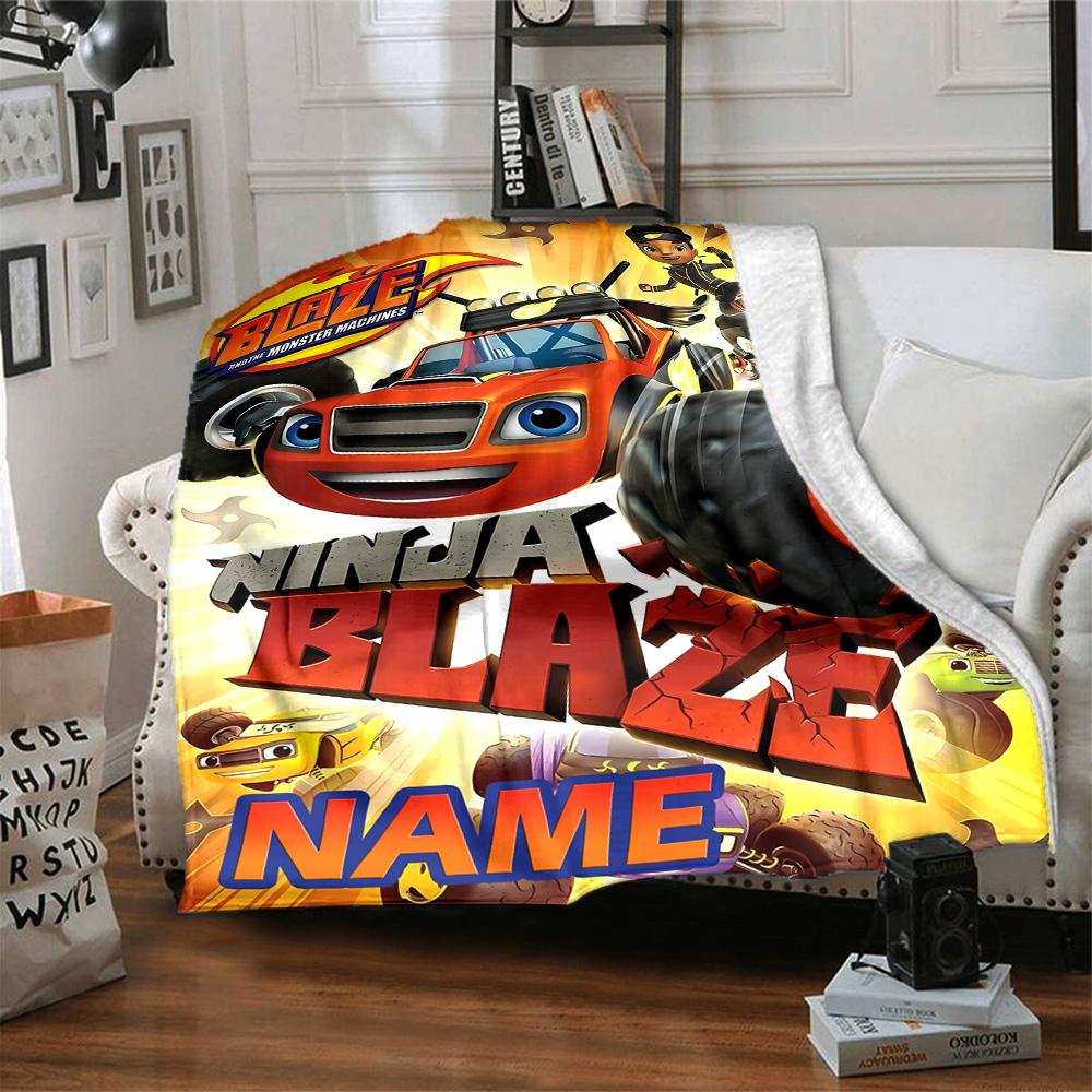 Customizable Blaze and the Monster Machines2 Throw Blanket – Personalized Name, All-Season Cozy Snug Blanket, Machine Washable, Personalized Blanket