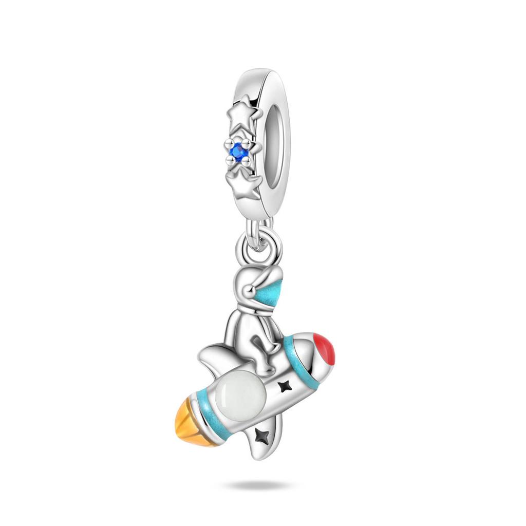 Luminous Astronaut Moon Planet Pendant Beads Diy Jewelry Accessories Bracelet Plated Style