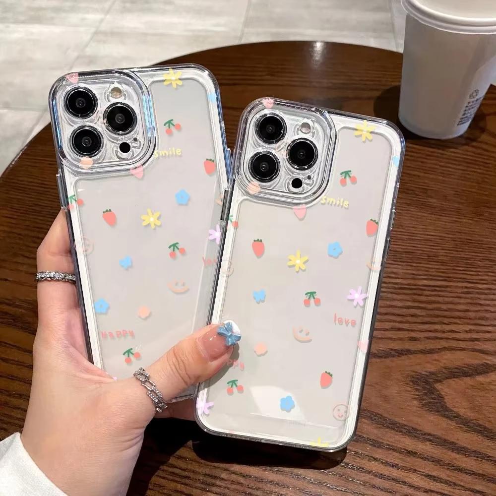 Cute Floral Silicone Phone Case For Samsung Galaxy S26 S25 Ultra S24 S23 FE S22 S21 Plus S20 A73 A72 A71 Clear Bumper Cover
