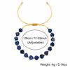 Go2boho Beaded Bracelet with Blue Heart Beads and 18K Gold Plated Ball Spacers, Adjustable Trendy Gift Jewelry
