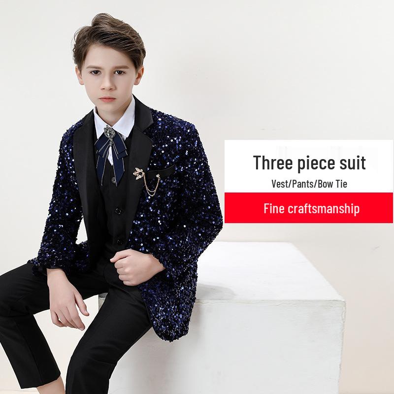 Красивый мальчишеский смокинг: Комплект с пайетками для выступлений и подиумов