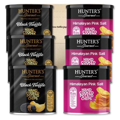 Картофельные чипсы 2 вида 6 банок Ассортимент PSJBOX Трюфельная соль Высококачественные картофельные чипсы Hunter Мини-баночки Ассортимент съедобных оптовых закупок Hunter's (черный