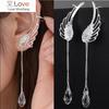 New Silver Plated Angel Wing Stylist Crystal Earrings Drop Dangle Ear Stud For Women Long Cuff Earring Bohemia Jewelrys