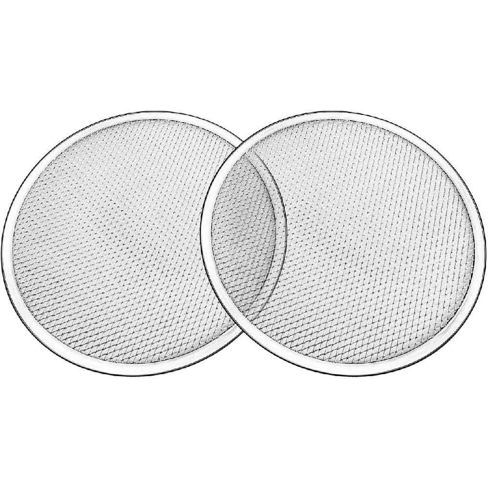 Tosnail 2 Pack 12 Inches Seamless Aluminum Pizza Screen Pizza Pan with Holes Pizza Mesh