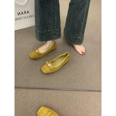 Универсальные не уставшие ноги неглубокий вырез квадратный носок женские туфли нежный ветер вечерние туфли на одной педали мягкая подошва балетки одинарные туфли женщины