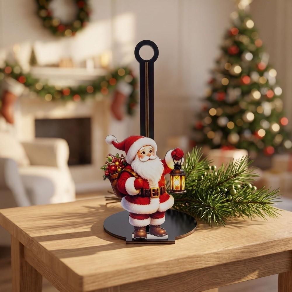 2D Flat Roll Paper Towel Holder Wooden Vertical Napkins Rack Paper Towel Holder Christmas Gifts