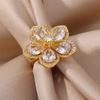 Women Ring Shiny Cubic Zirconia Flower Shape Finger Ring Adjustable Design Ring Exquisite Workmanship