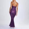 European and American women's clothing new summer tube top sequins sexy slim evening dress dress backless long dress women