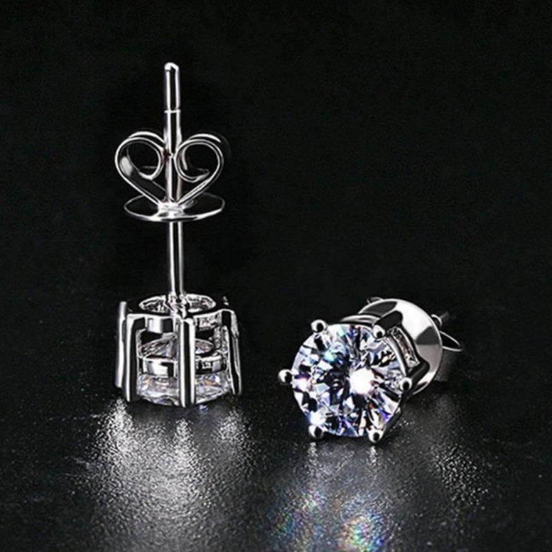 1 пара изысканных круглых серег с шестью когтями с блестящим цирконом, что делает их универсальными и модными для повседневной женской носки