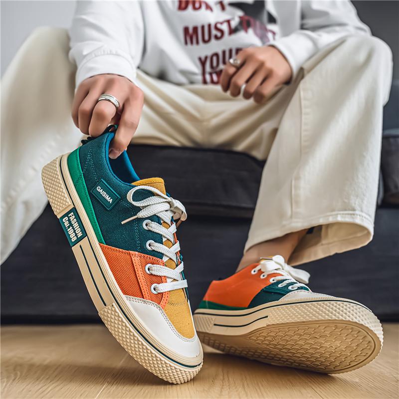 Men 's Casual Four Seasons Fashion Canvas Skateboarding Students Comfortable Sneakers Boys Trending Soft Sole Breathable Shoes