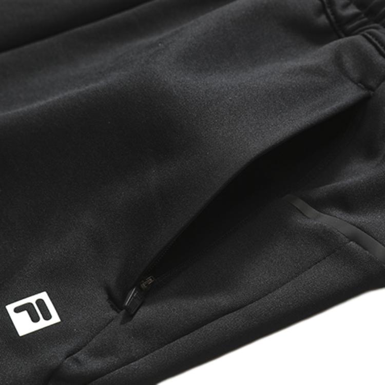 Fila Серия Athletics Однотонные Эластичный пояс Тренировочные вязаные брюки для фитнеса Мужские брюки Глубокий черный A11M241609FBK
