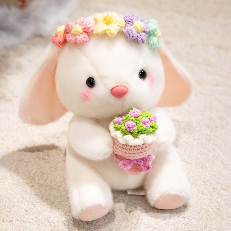2025Cm Cute Hug Flower Bouquet Rabbit Raccoon Toy Capybara Hug Easter Egg Plush Doll Easter Valentine'S Day Gift