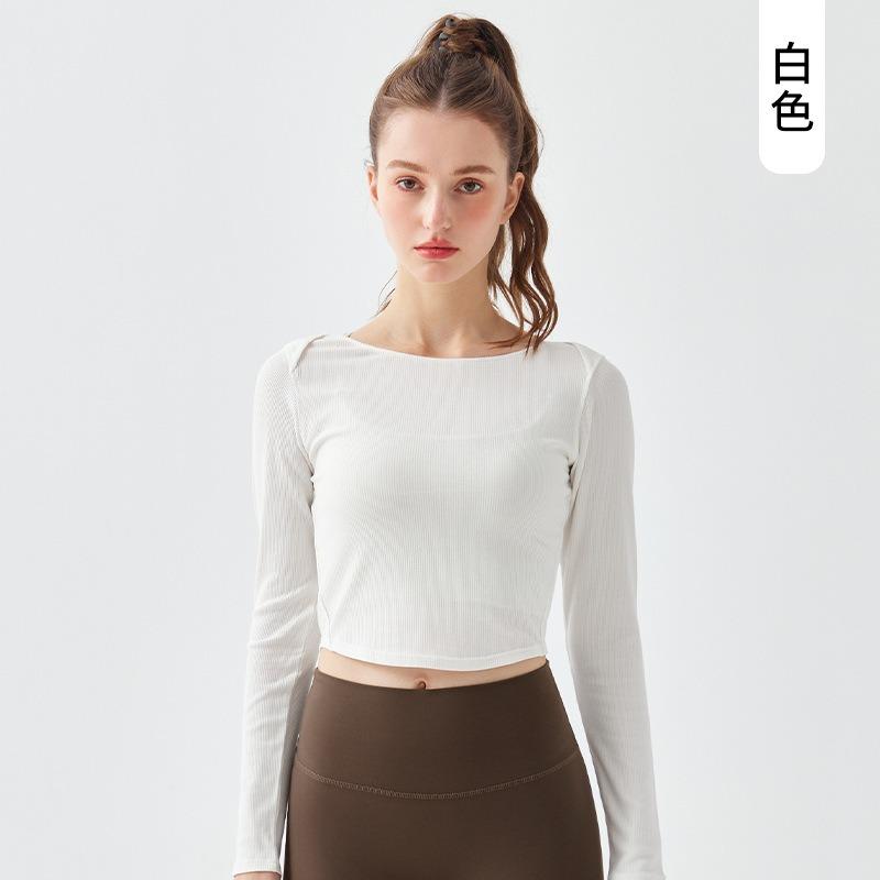 Женская осенняя одежда для йоги с длинным рукавом и нитками, фитнес-топ