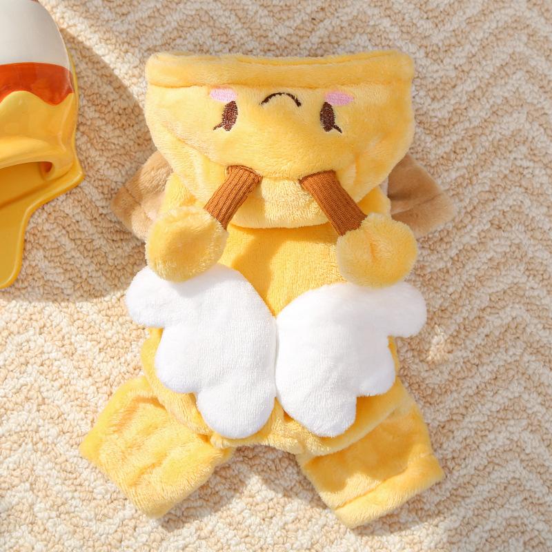 1Pcs fleece four-legged clothing pet dog cat autumn and winter warm clothing supplies cartoon bee
