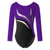 Children Girls Stylish Leotards Round Neckline Shiny Rhinestone Jumpsuit Gymnastics Skating Bodysuit