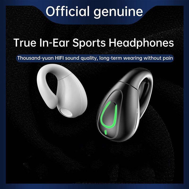 Ear Clip Headphone Wireless Bluetooth 5.3 Headset Waterproof Sports Earphone HiFi Stereo Earbud with Microphone