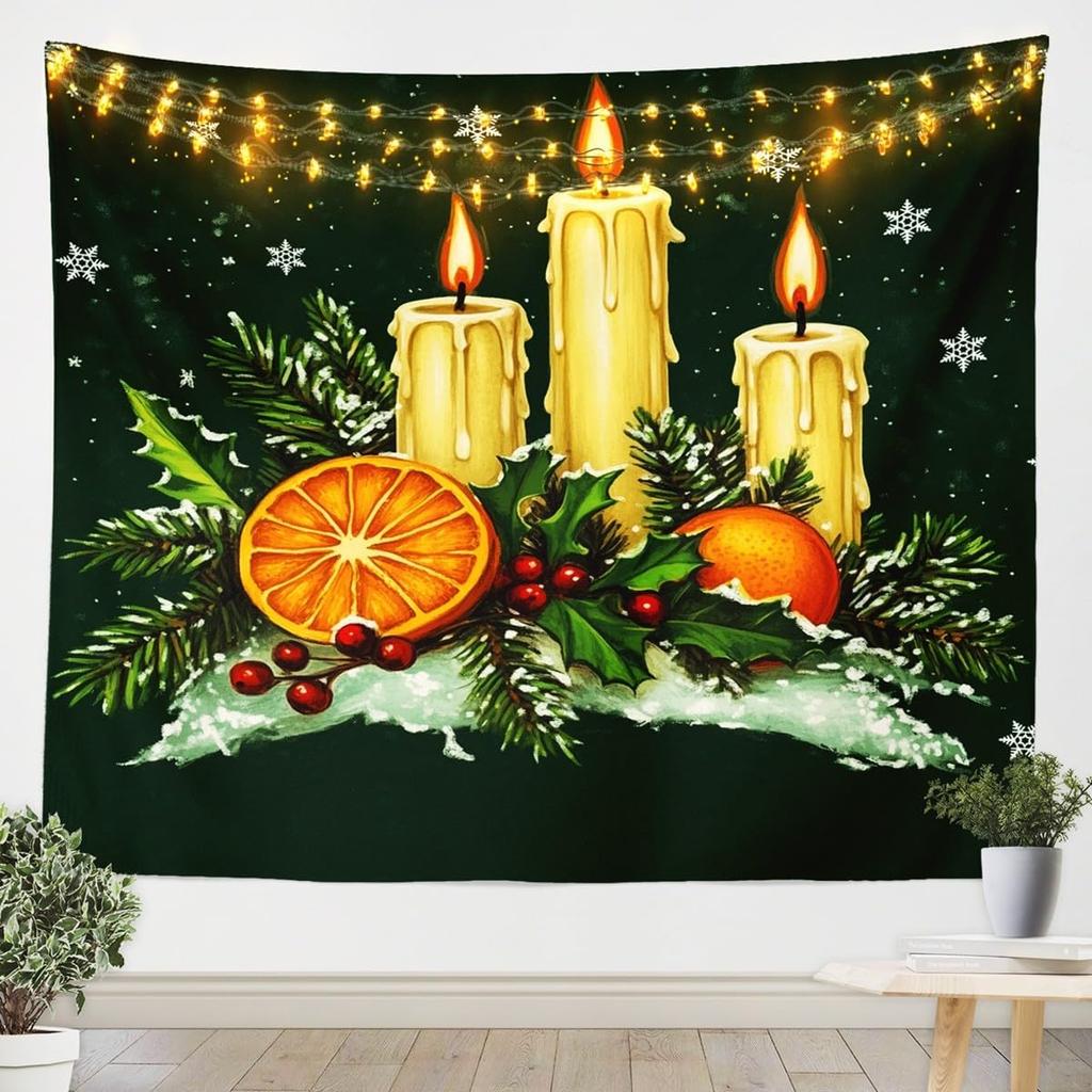 Рождественский Санта Клаус Настенный гобелен Рождественское настенное украшение Елка Настенное украшение Великолепная рождественская елка Камин Подарки