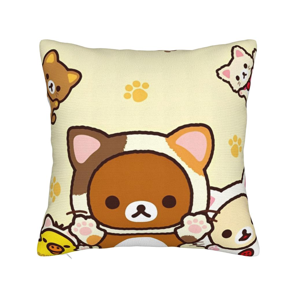 Kawaii Rilakkumas Cartoon Pillowcase Polyester Cushion Cover Decorative Throw Pillow Case Cover Home Wholesale 45X45cm