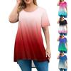 Women's Fashion Large Size Round Neck Short Sleeve Casual Print Loose Pullover Top