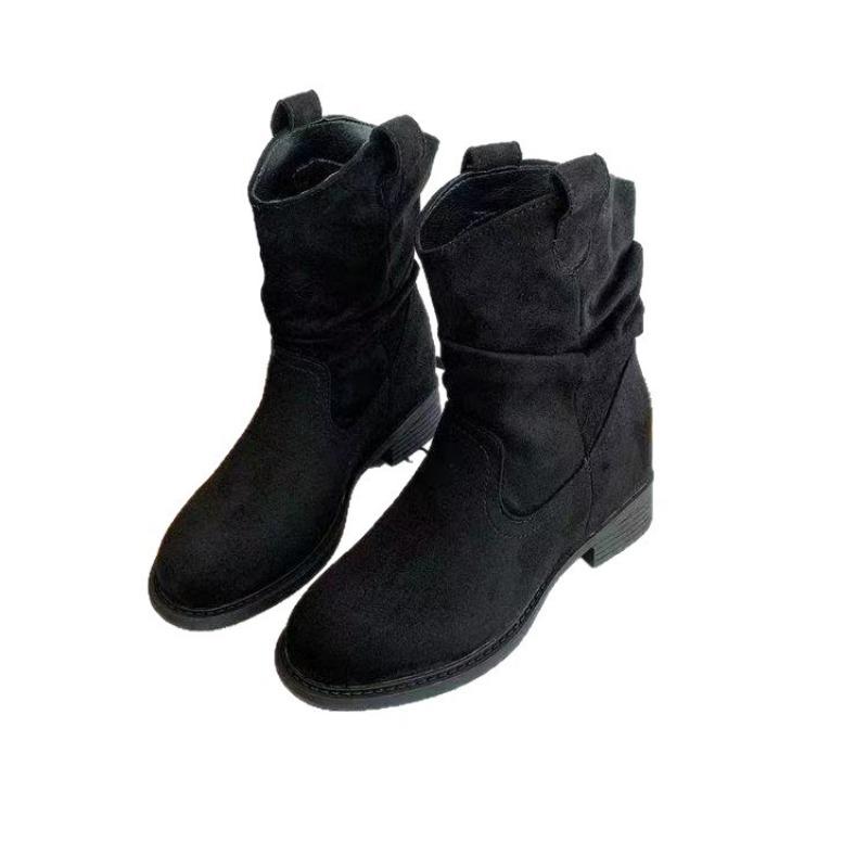 New Maillard Fashion Boots Autumn Vintage Suede Martin Boots Small Skinny Pleated Pile Boots