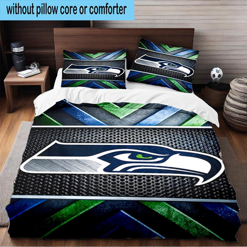 Seahawks Team Spirit 3PCS Bedding Set 2D Printing (Includes 1 Duvet Cover + 2 Pillowcases Coreless), Bedroom decor,Fan gift