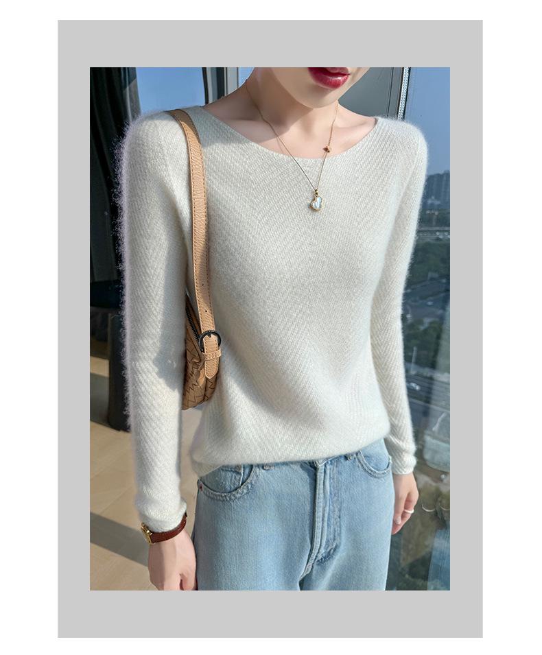 Women's 100% Cashmere One-Shoulder Slim-Fit Sweater - Long-Sleeved Fashionable Base Layer