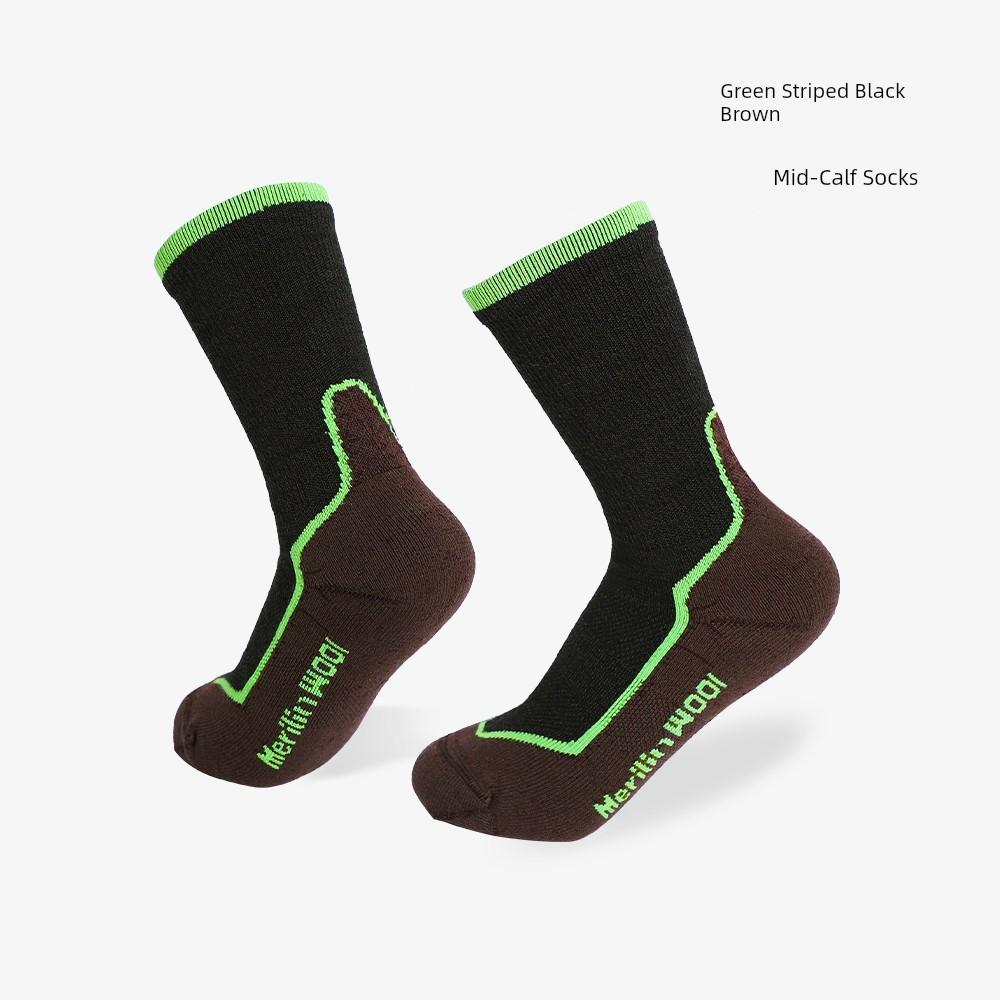 Merino Wool Socks for Women, Outdoor Hiking, Anti-Odor, Mid-Calf, Merino Men's Thickened Warm Sports Socks, Winter T63