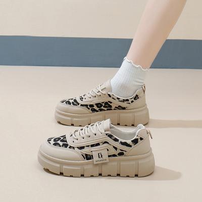 Женские кроссовки на толстой платформе, прогулочные туфли со шнуровкой, удобные теннисные туфли из искусственной кожи для тренировок, женские повседневные легкие нескользящие кроссовки