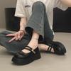 Mary Jane Women's Shoes Summer 2025 New Models with Skirts Big Head Single Shoes Muffin Platform French Black Small Leather Shoes