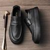 2023 Summer New Breathable Lazy Man Step On Thick Sole Casual Leather Shoes British Style Black Lucky Tidal Shoes