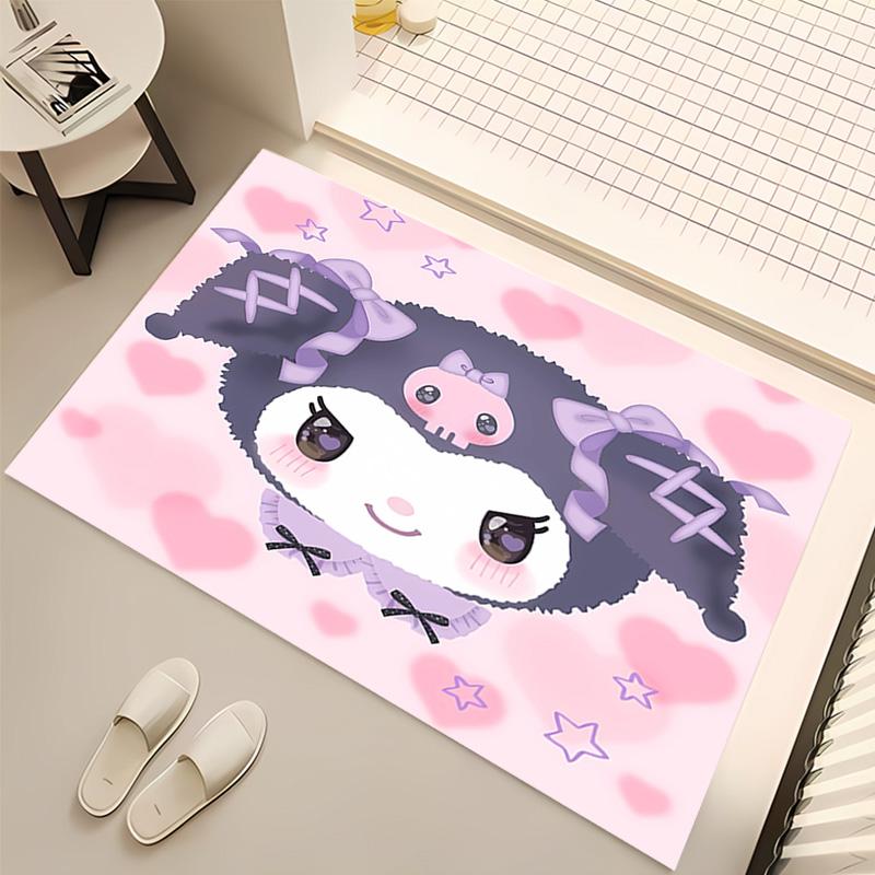 1pc Sanrio Kuromi2 Print Area Rug - Soft, Washable Non-Slip Indoor Mat, Living Room, Home Office Decorative Rug,Office Decorative
