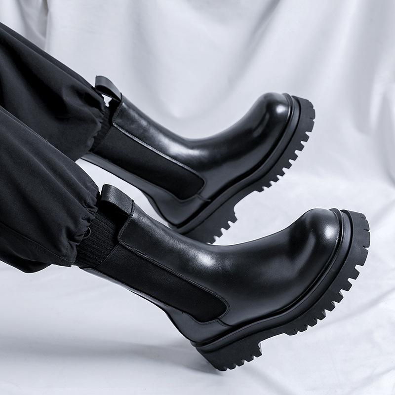 Мужская мода высокие челси ботинки обувь из натуральной кожи сценический клубный наряд ковбойские ботинки на платформе красивые длинные мотоциклетные боты