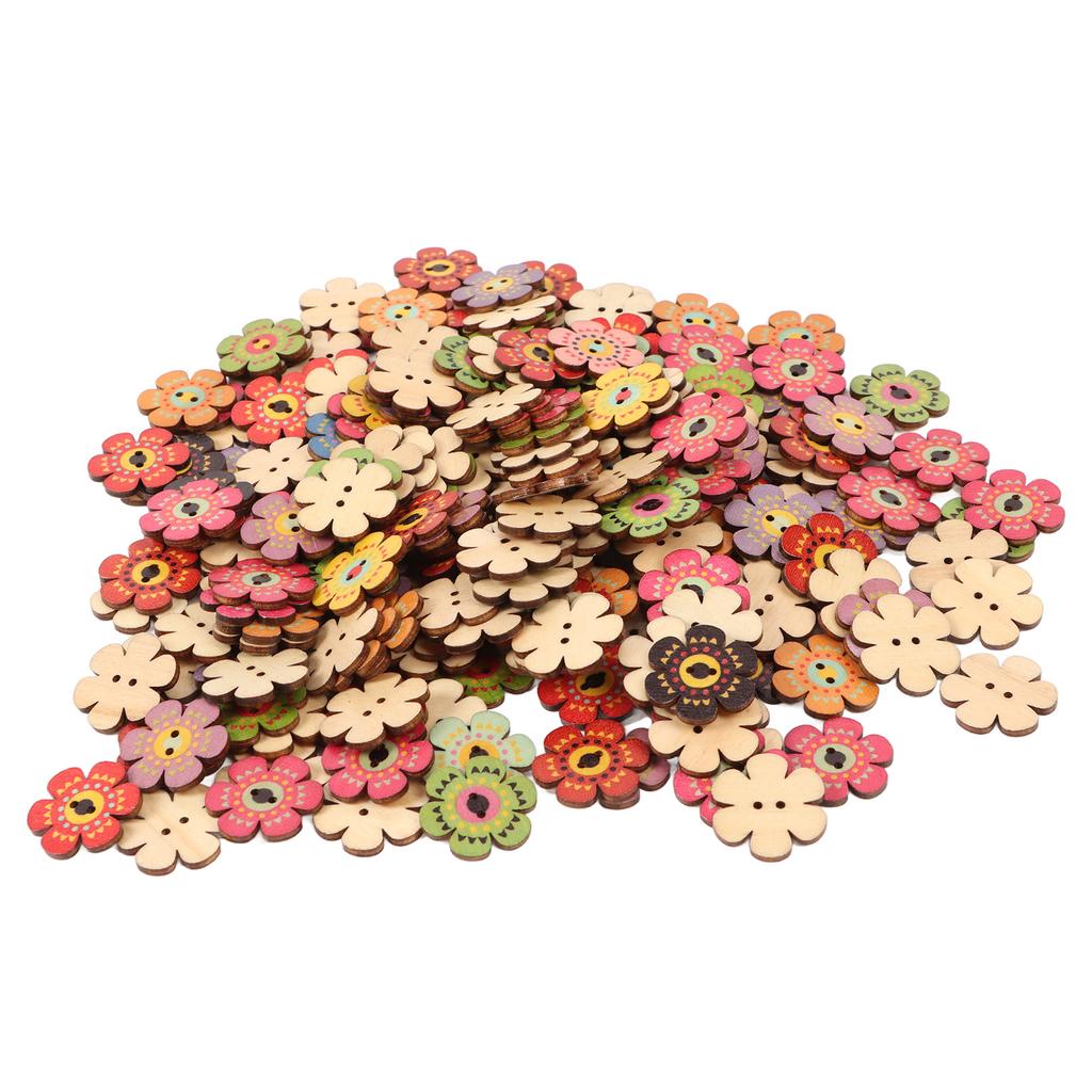 Flower Buttons Retro Rich   Vivid Colors   Wood Wide Application Craft Buttons for Clothing Bag